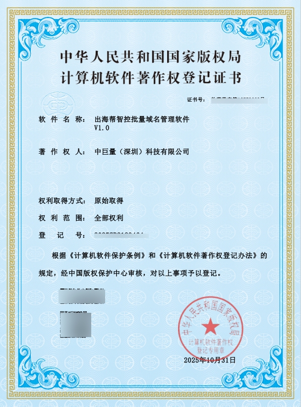 中巨量智控批量域名管理软件 V1.0